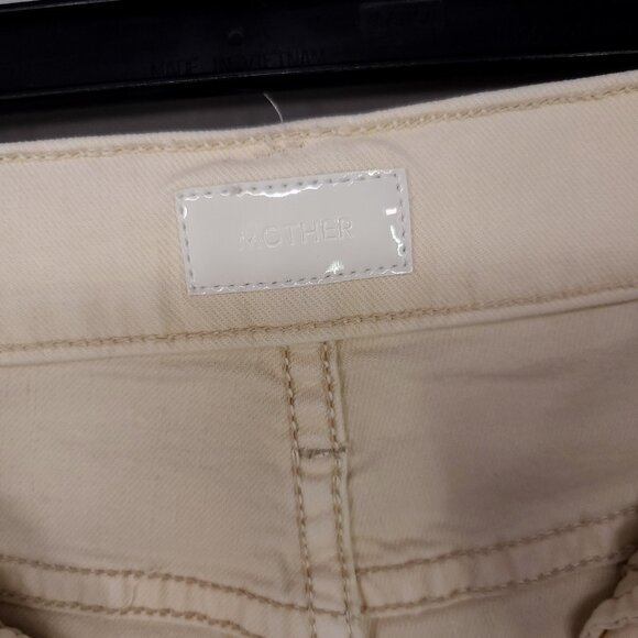 MOTHER High Waisted Rascal Ankle Fray Jeans Womens 27 Chalk It Up Ivory Stretch - Picture 11 of 16